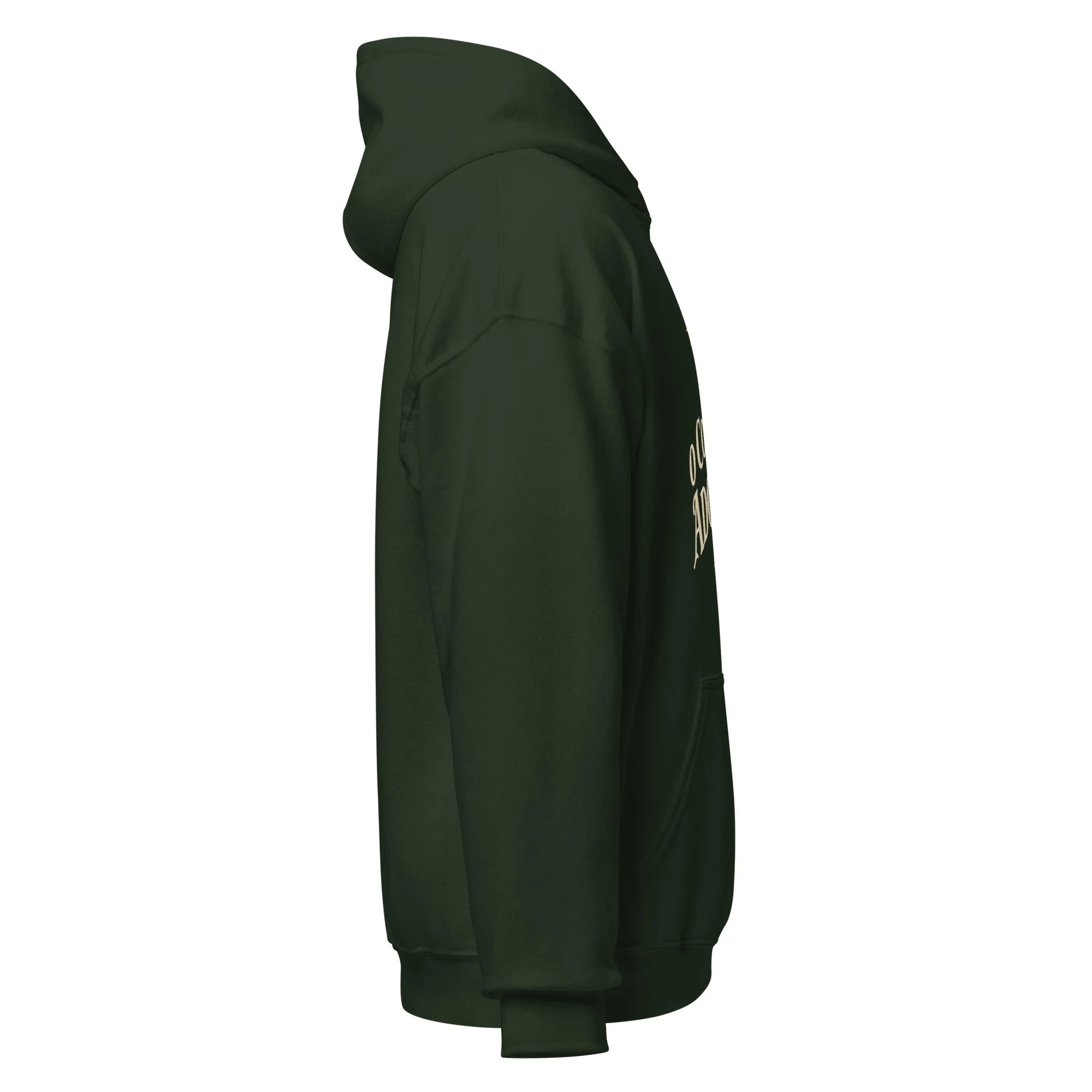 Forest green O Come Let Us Adore Him Christmas hoodie, right side view