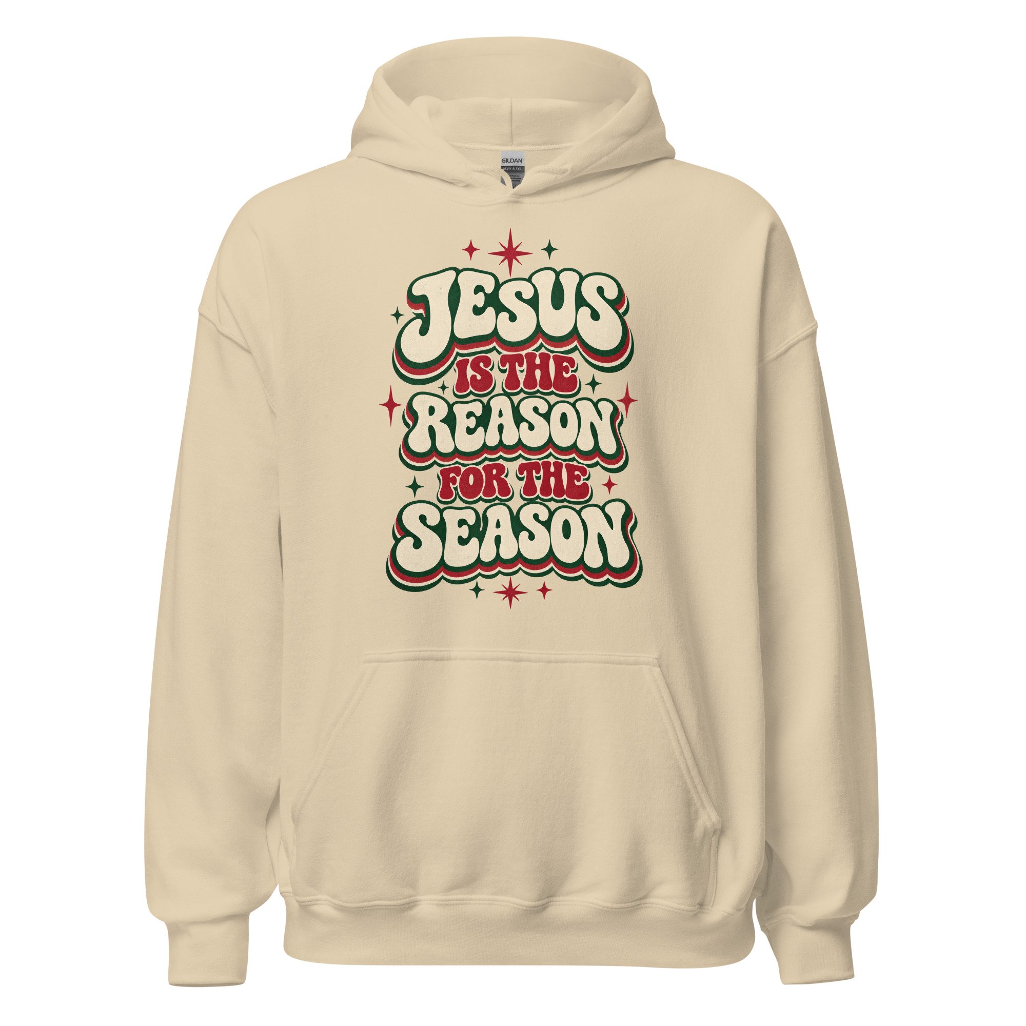 Sand Jesus Is the Reason for the Season Christmas hoodie, front view