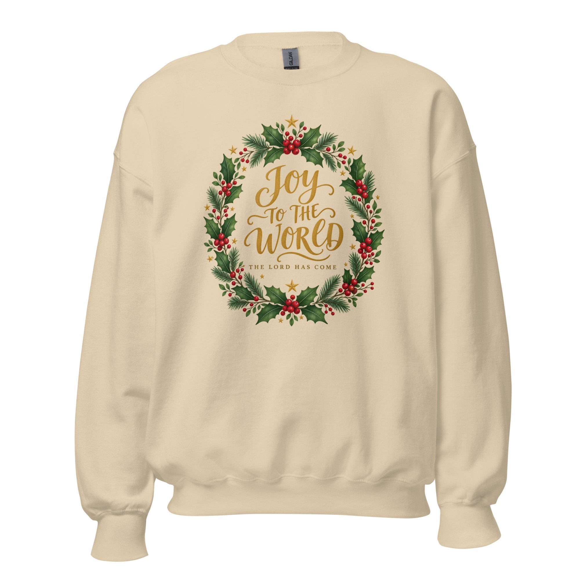 Sand Joy to the World Christmas crewneck sweatshirt, front view
