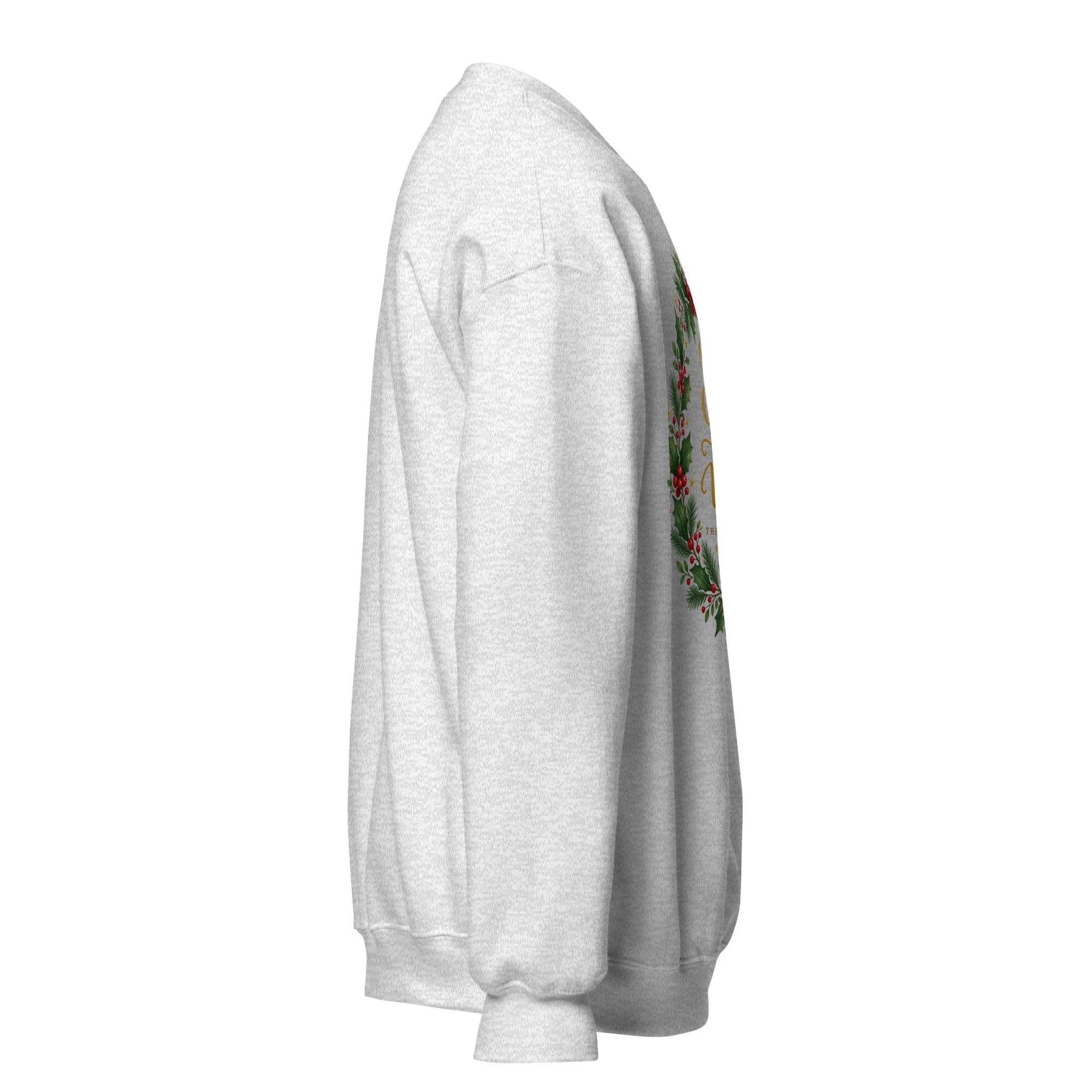 Ash Joy to the World Christmas crewneck sweatshirt, right side view