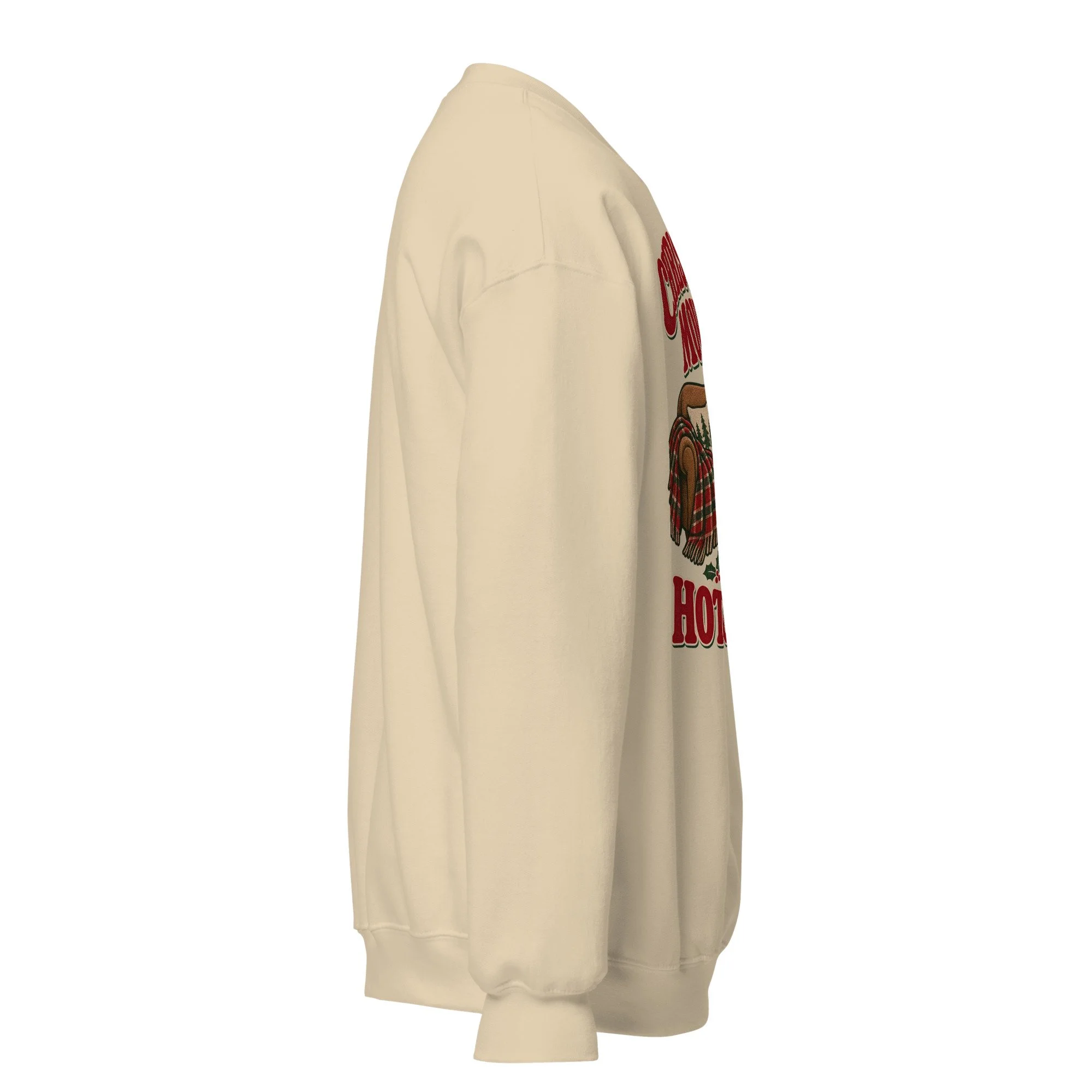Sand Christmas Movies and Hot Cocoa crewneck sweatshirt, right side view