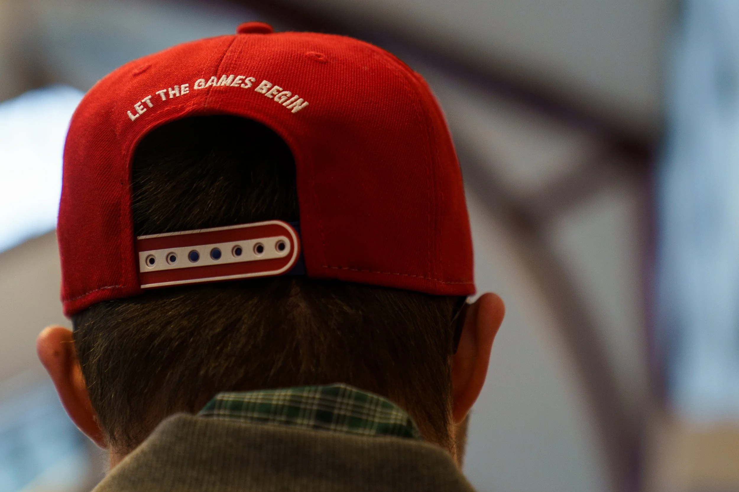 A detail of Jude Killar’s hat before the opening ceremonies at Joseph A. Floreano Rochester Riverside Convention Center in Rochester, N.Y. on Feb. 20, 2026. “When [the athletes] are competing, [they] really bring their energy and excitement,” Killar 
