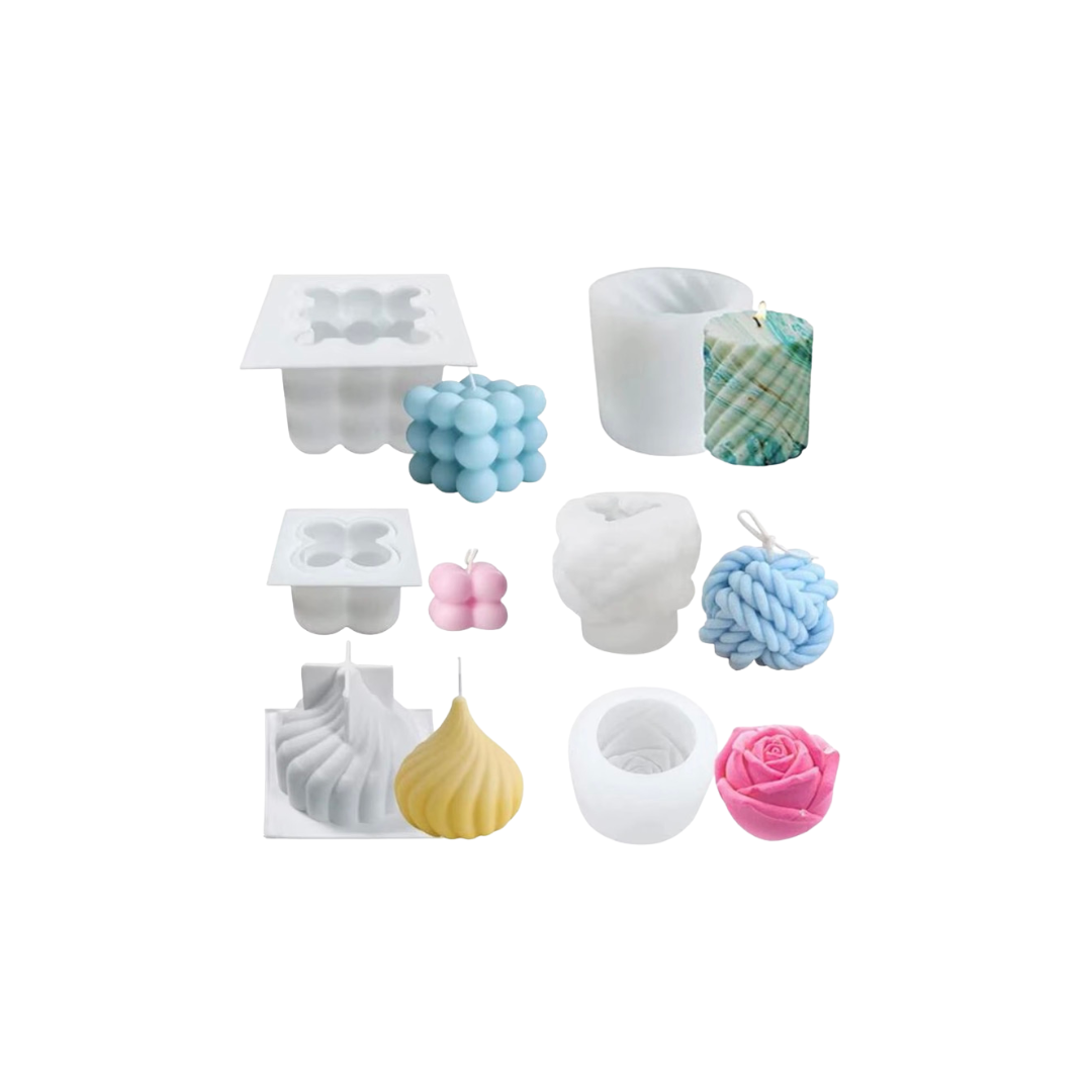 Set de Moldes de Silicona para Velas - 6 Piezas