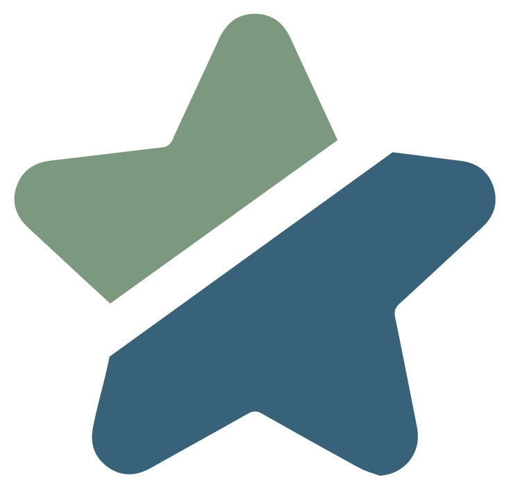 Stylized star and check mark icon, with star in dark blue and check mark in green.