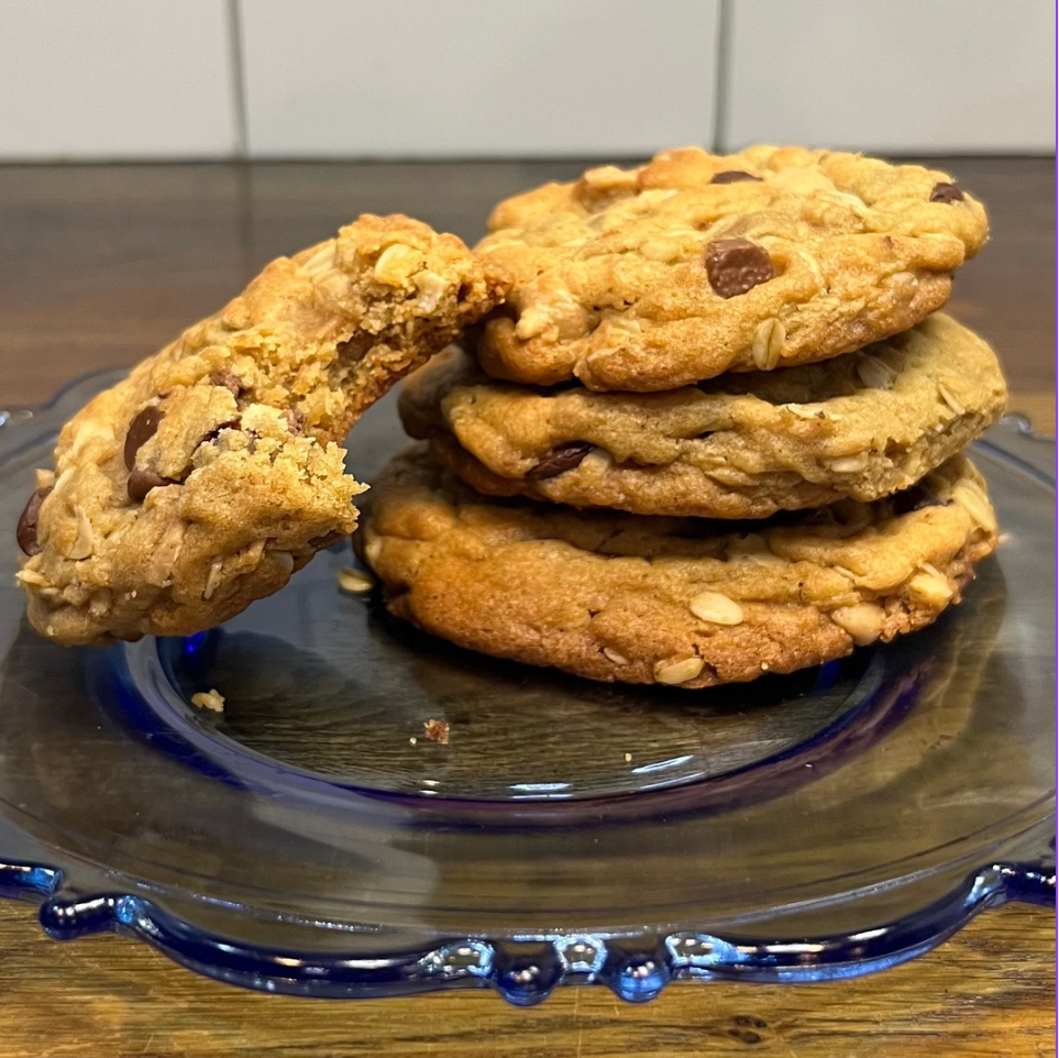 Loaded Peanut Butter, Oat, Chocolate Chip Cookies (4)