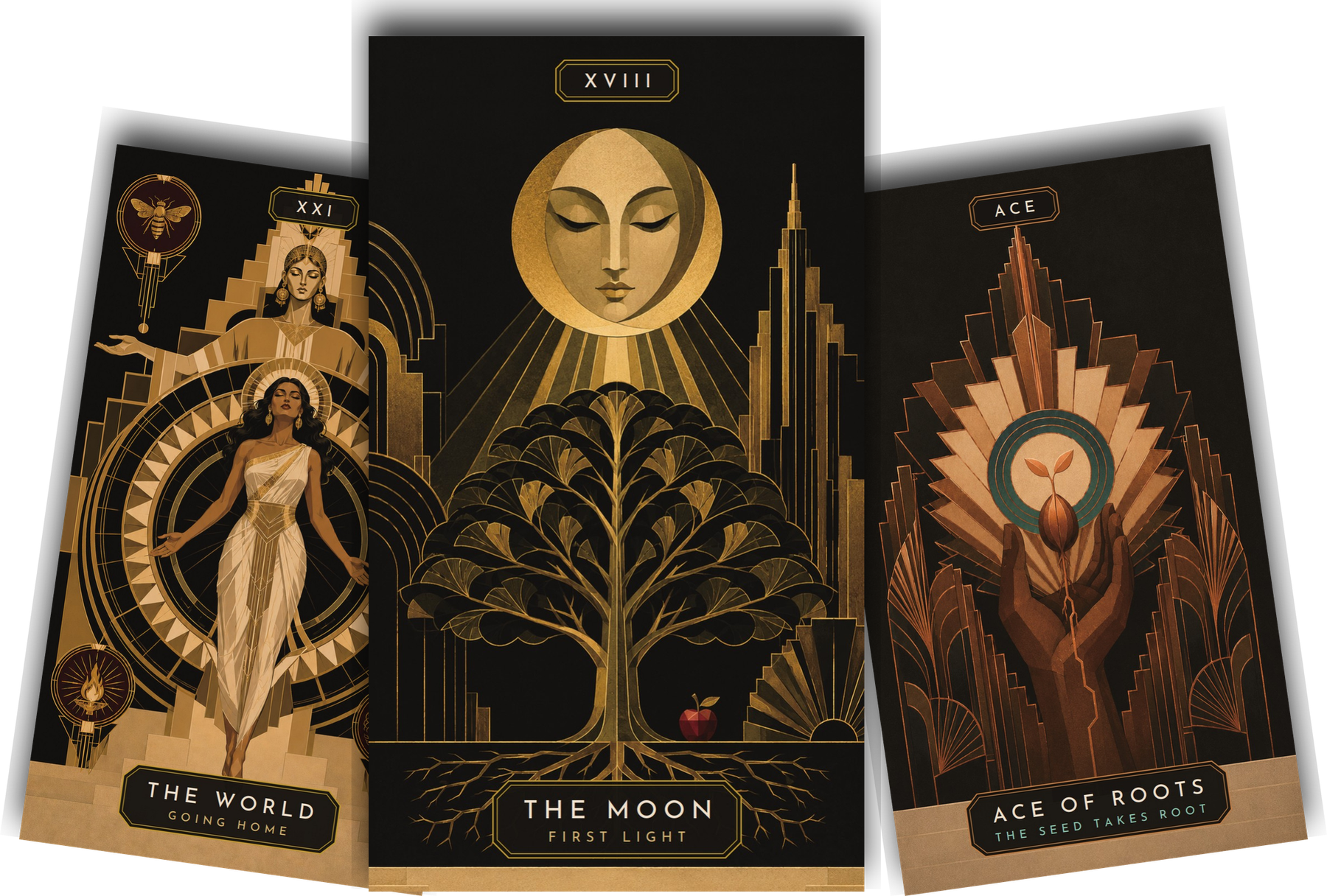 The World, The Moon and the Ace of Roots, fanned