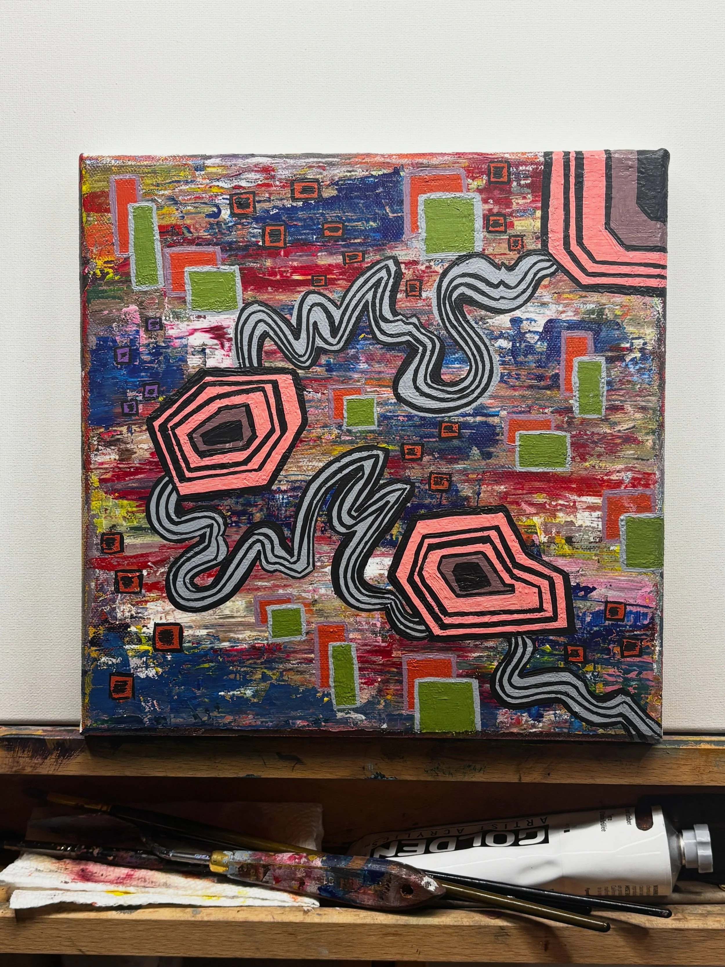 My current work in progress. Right now I&rsquo;m just calling it  Nebulous. It feels to me like being lost in thought. What do you think? #artistsoninstagram #workinprogress #acryliconcanvas