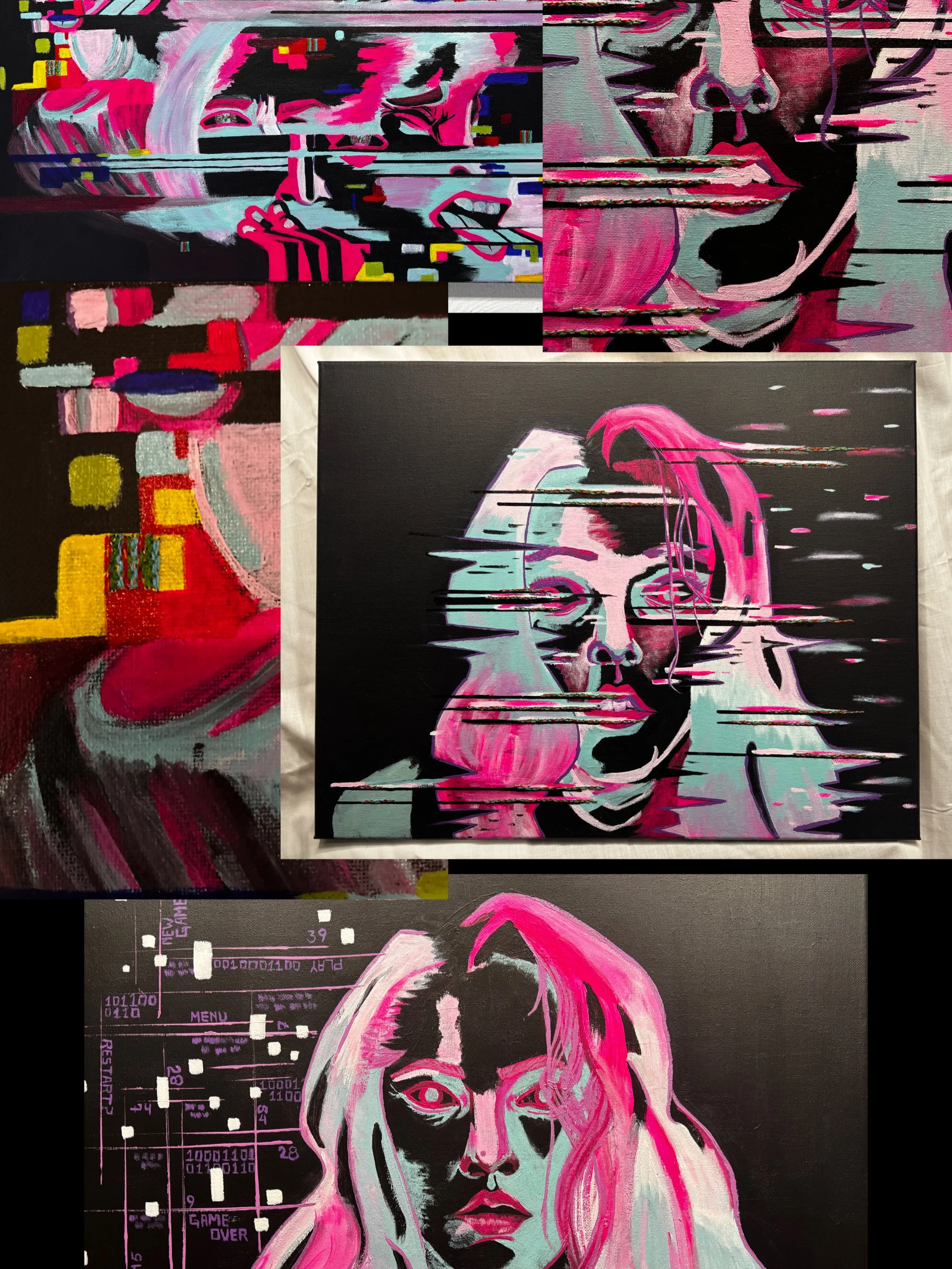 The continuous cycle of glitching and restarting. #acrylicpaintingoncanvas #seriesofpaintings #glitched #artistsoninstagram