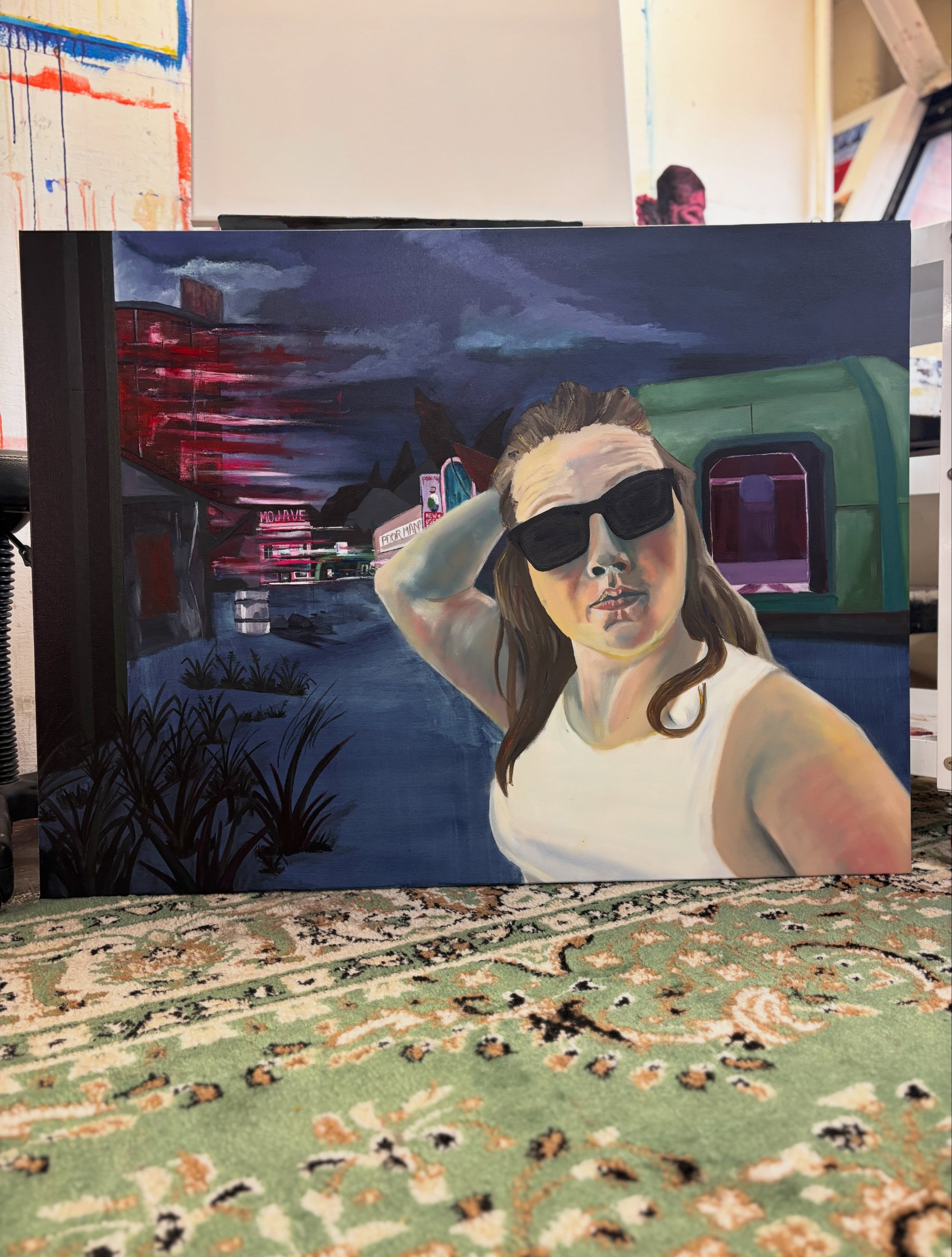 Studio painting one, glitch on level 3. A work in progress. #painting #videogameart #acrylicpaintingoncanvas #oilportrait