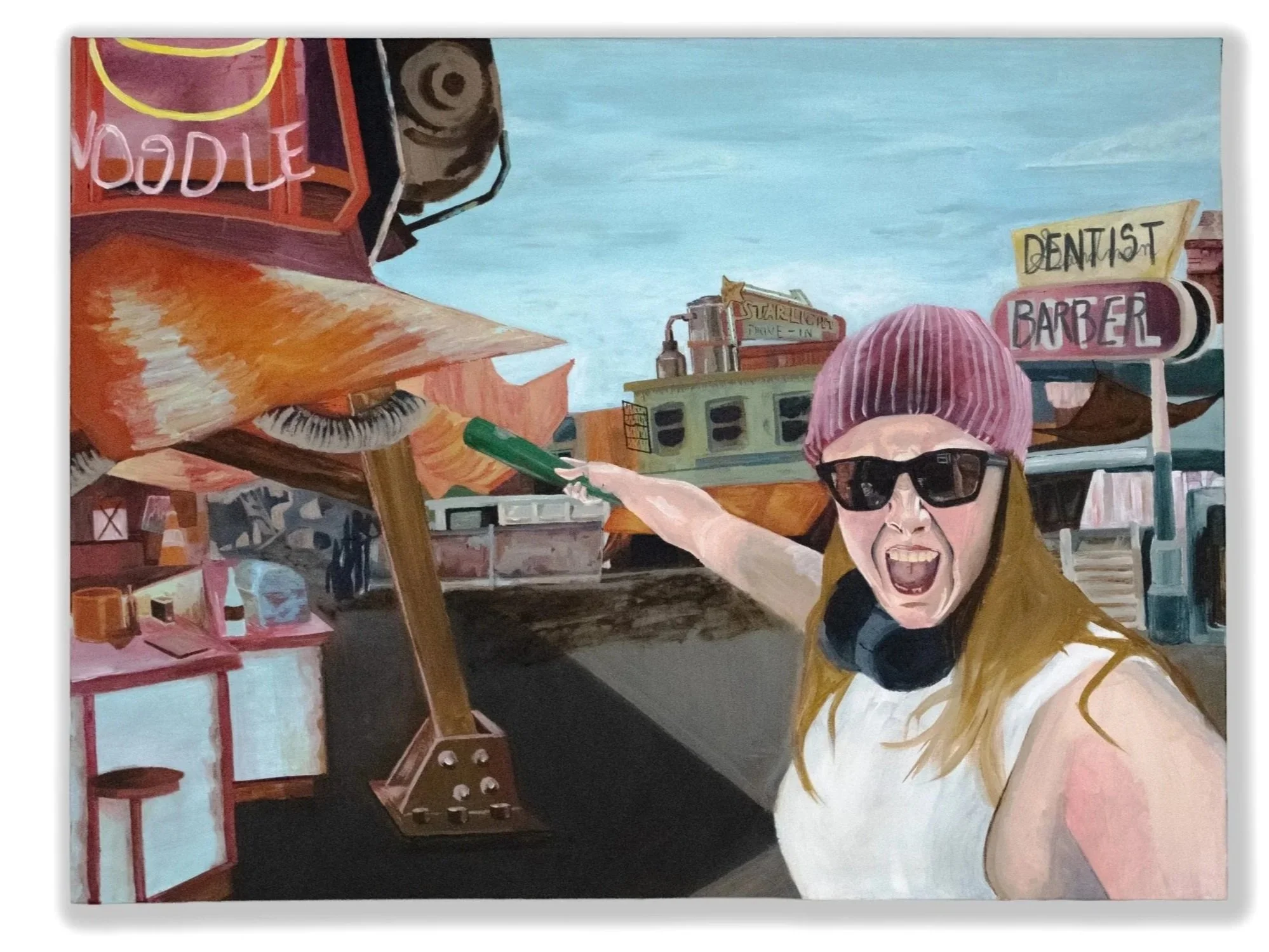 Noodle Hut on Level One, acrylic paint on canvas, 40"X30"X1", 2026