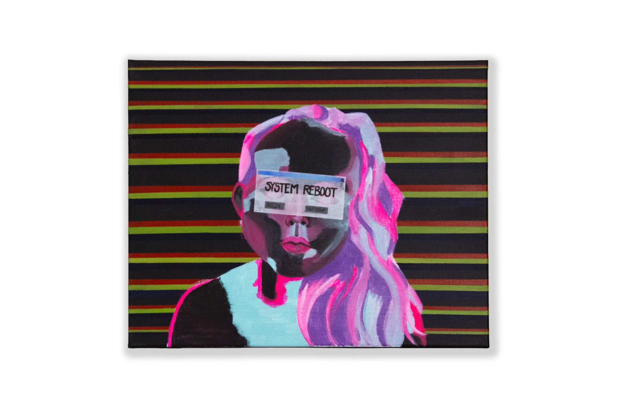 System Reboot, Acrylic paint on canvas, 20"X16"X0.5", 2026