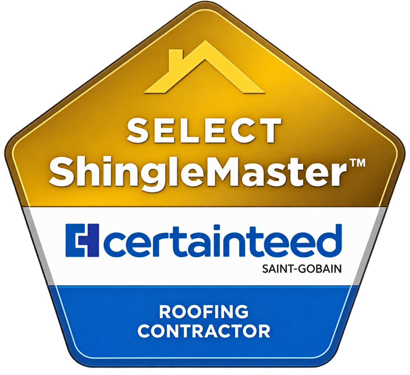 CertainTeed SELECT ShingleMaster roofing contractor certification badge.
