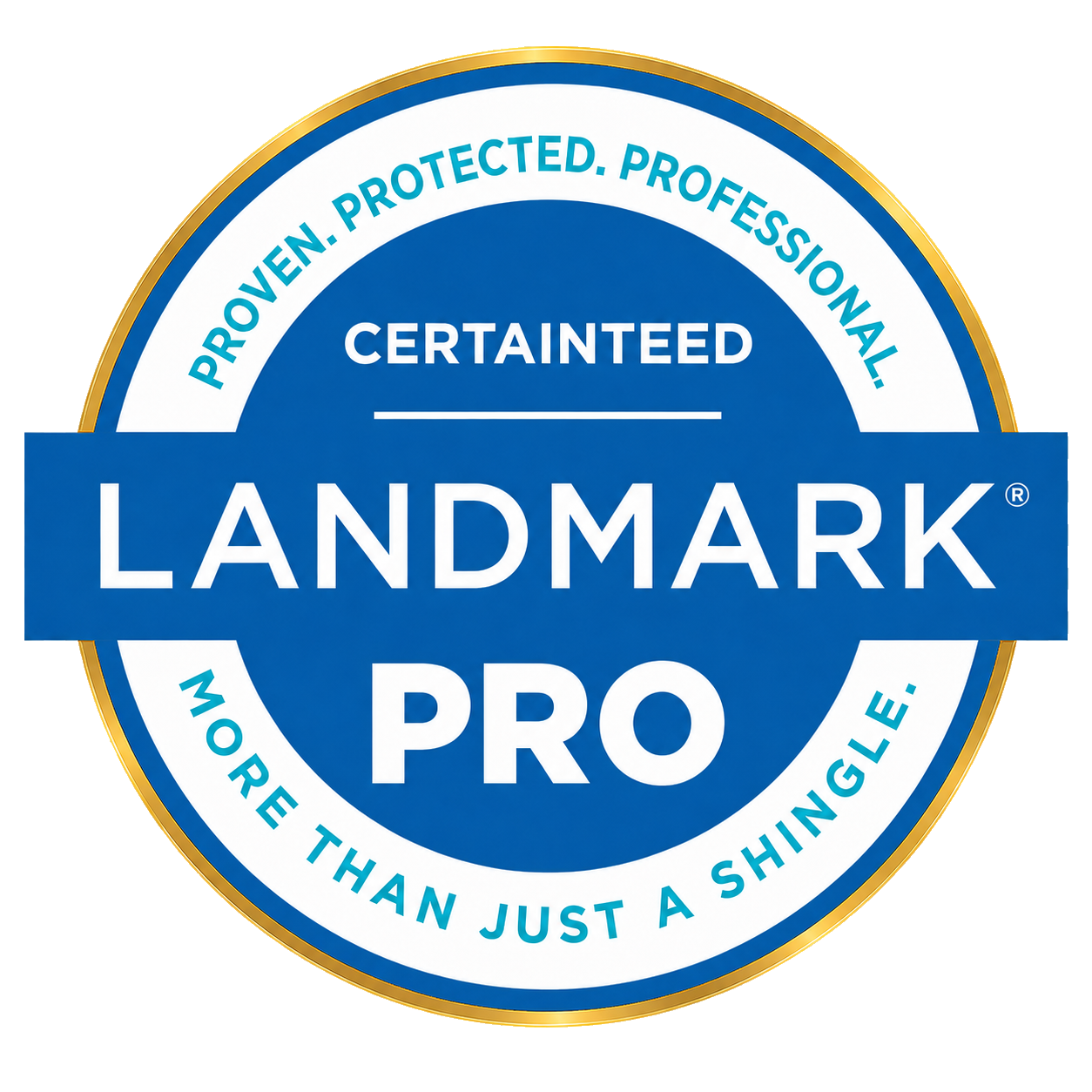 CertainTeed Landmark PRO roofing shingles logo.