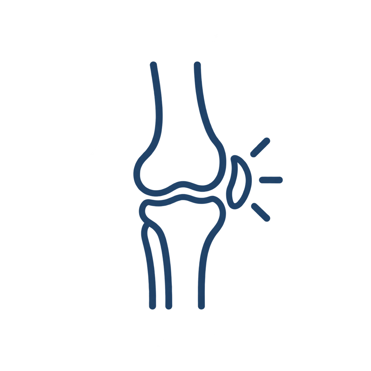 Knee joint icon representing muscle and joint injuries