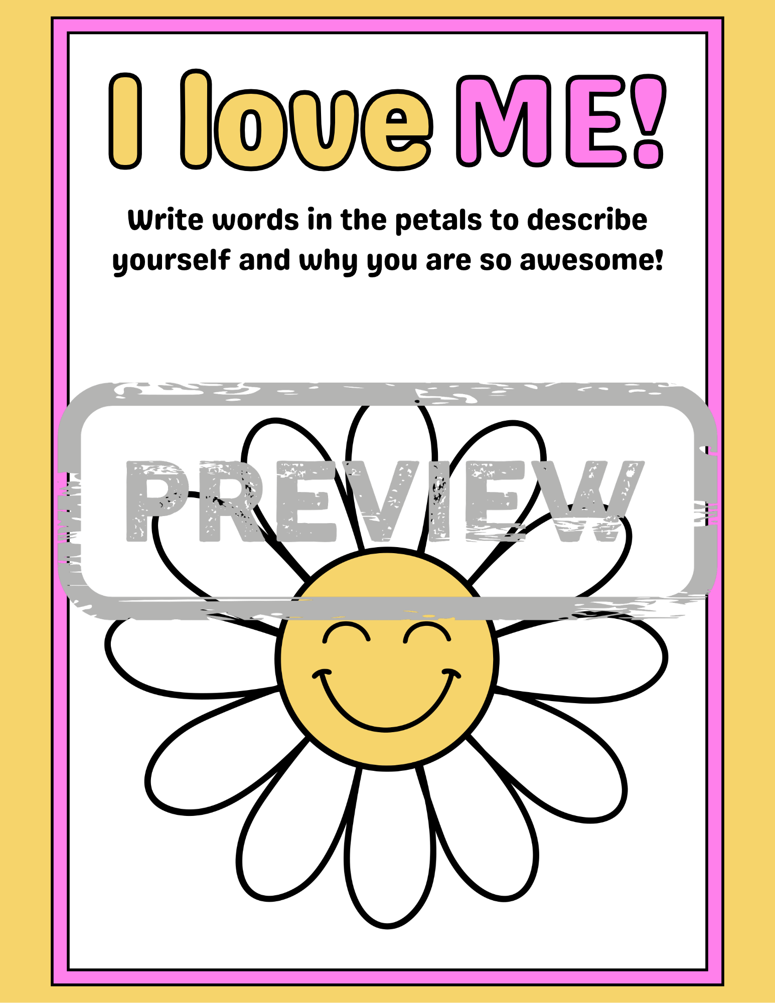 Self Love Affirmations Worksheet