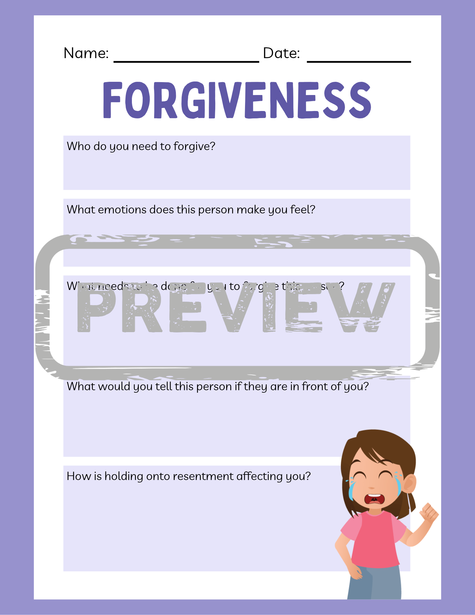 Forgiveness Worksheet