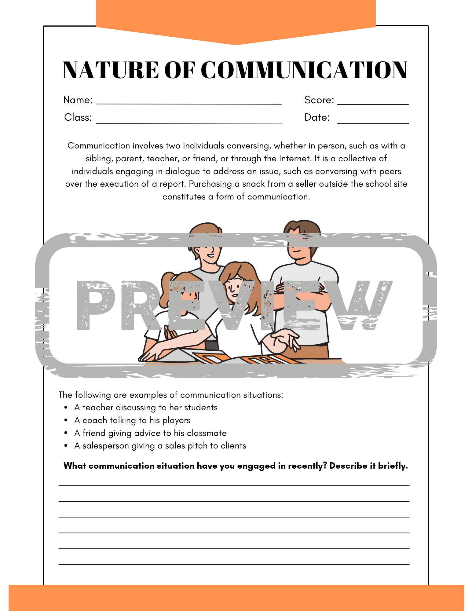 Nature of Communication Worksheet