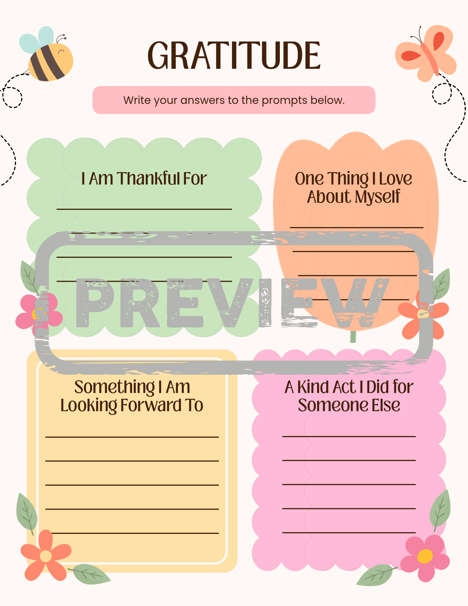 Gratitude Worksheet