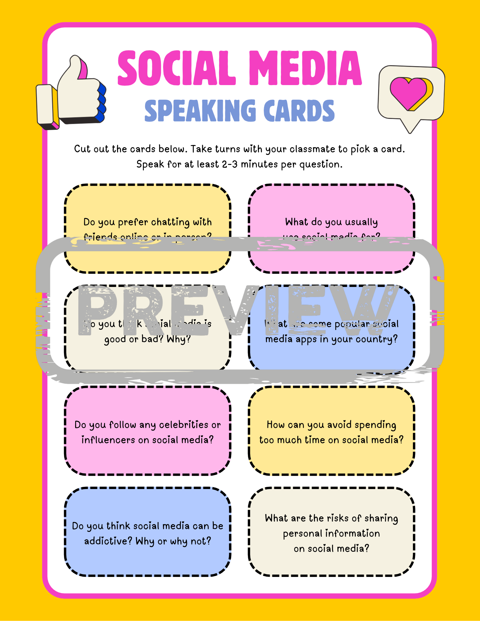 Social Media Speaking Cards