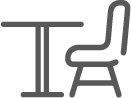 Minimalist icon of a table and chair