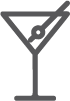 Martini glass icon with olive on a toothpick.