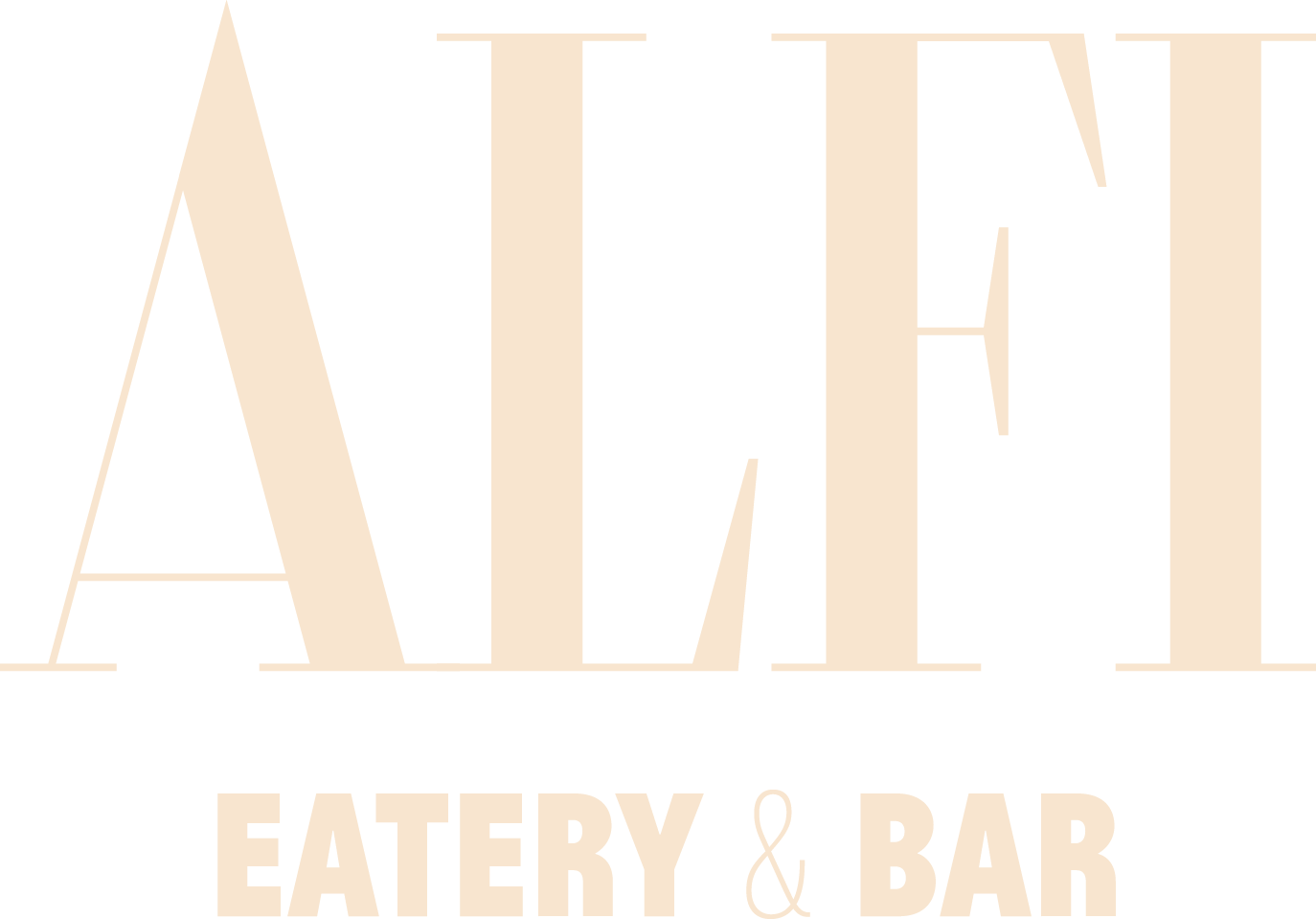 Logo with large stylized text reading 'ALINE' and smaller text underneath saying 'EATERY & BAR'
