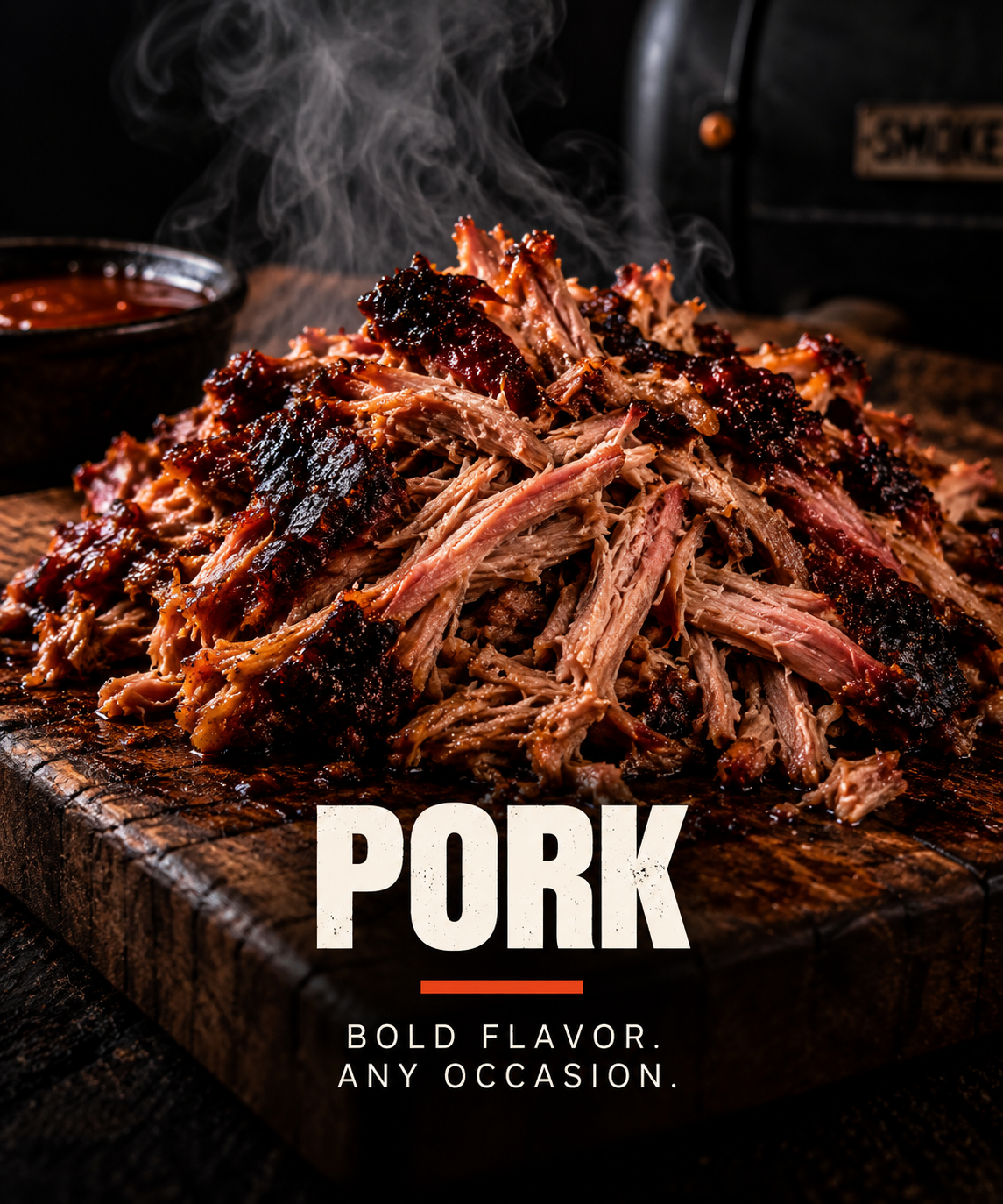 Smoked pulled pork with crispy bark
