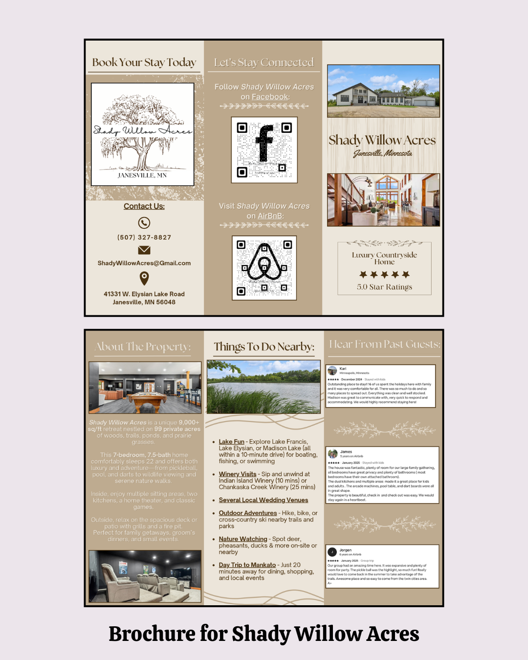 Brochure for Shady Willow Acres