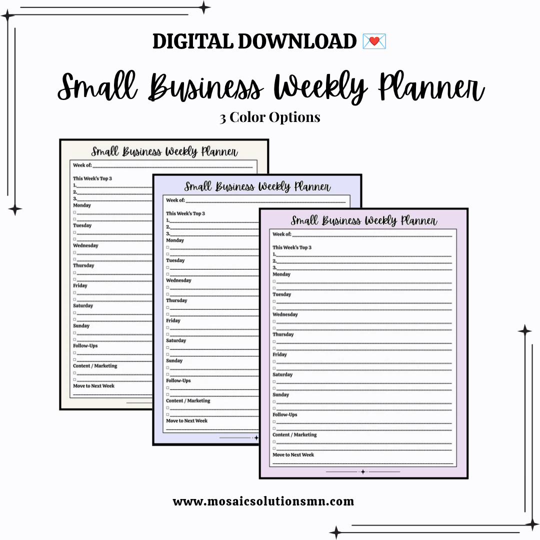 Small Business Weekly Planner