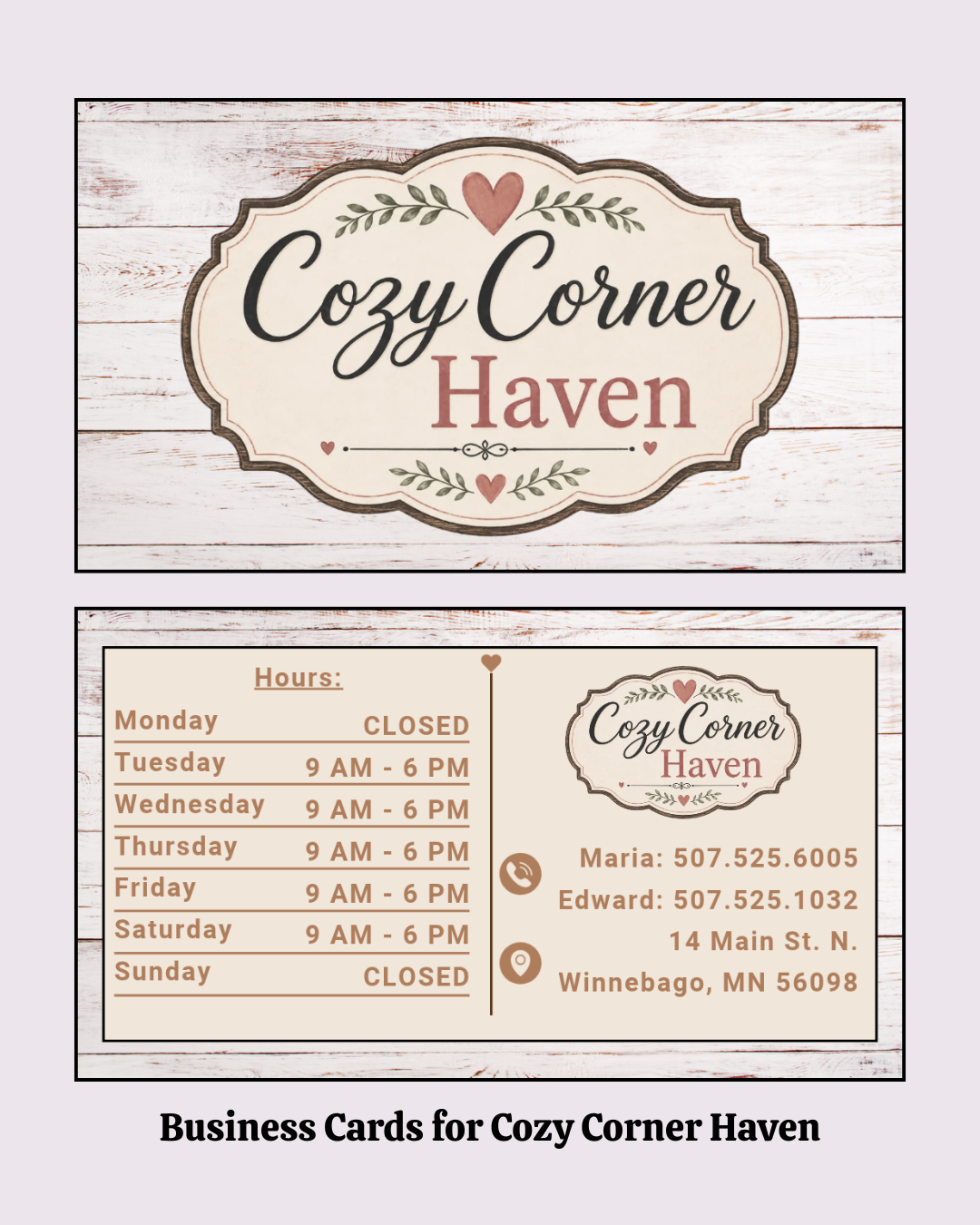 Business Cards for Cozy Corner Haven