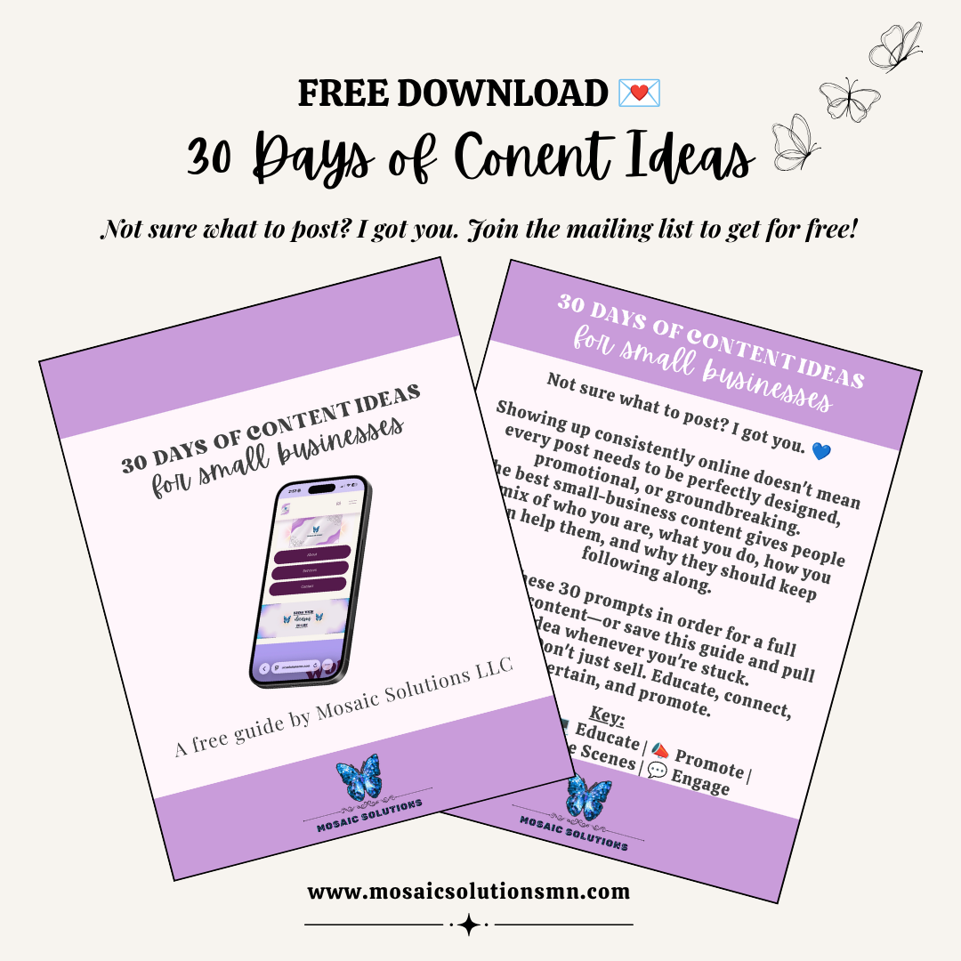 FREE 30 Days of Content Ideas for Small Businesses