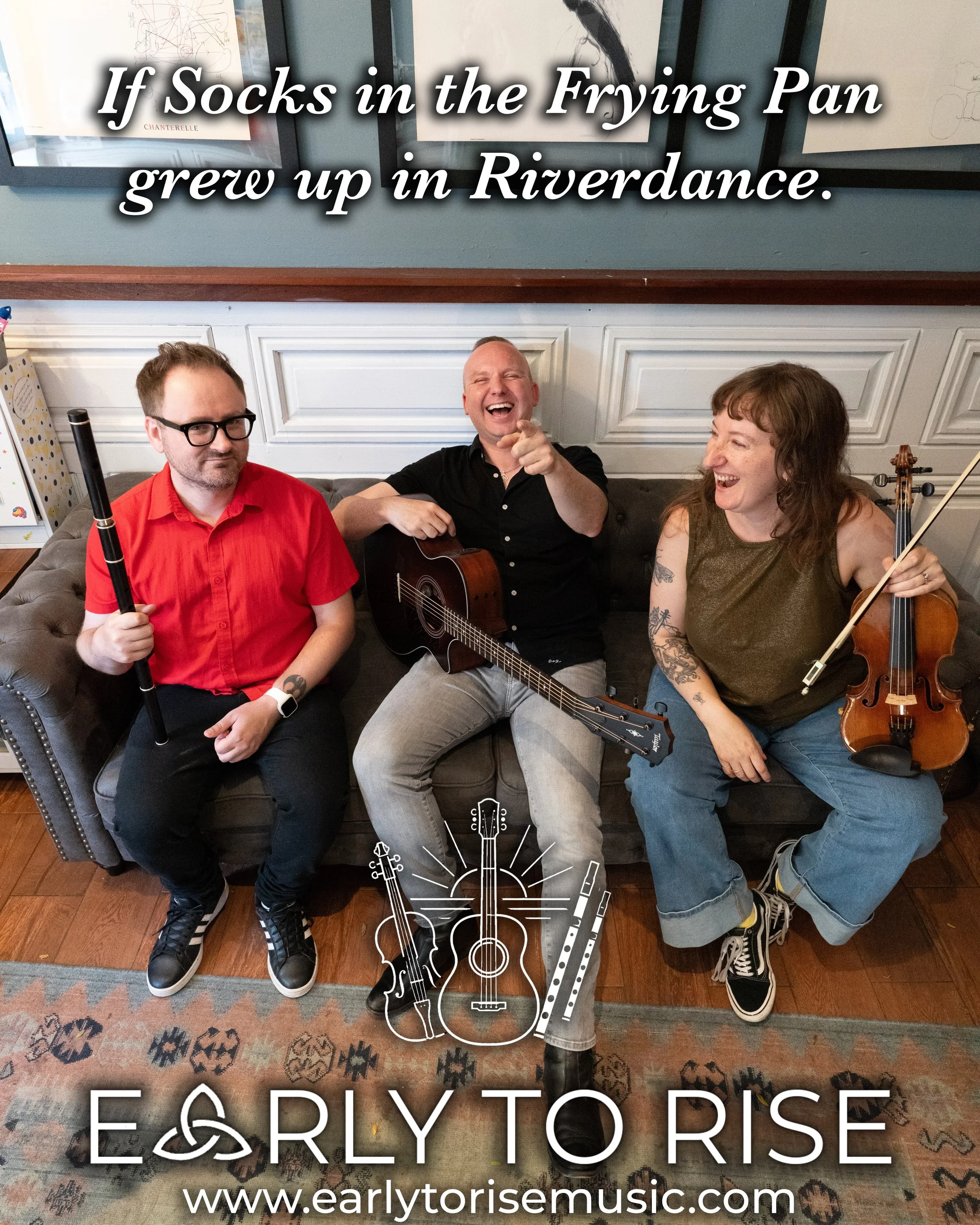 If you like @socksmusic , you&rsquo;ll love Early to Rise. Infectious, high energy tune sets, songs, and general family friendly silliness - plus a dance background that makes our shows a perfect home for the Irish dancers in your life. 

Nov 21 @new