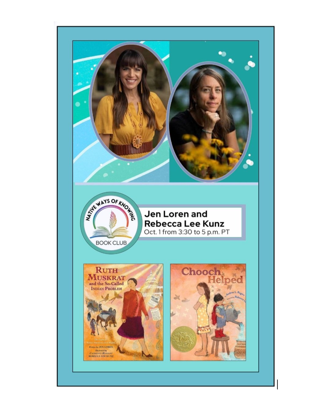 We are on Native Ways of Knowing Book Club TONIGHT, Thursday Oct 1!
We look forward to welcoming you to our upcoming Native Ways of Knowing Virtual Book Club on Thursday, October 1, 2026, from 3:30&ndash;5:00 p.m. Pacific Time, featuring sisters Jen 