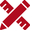 Red pencil and ruler icon