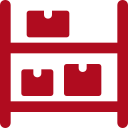 Red storage shelves icon