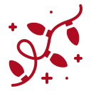 Red string lights and stars icon
