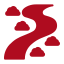 Red winding path icon