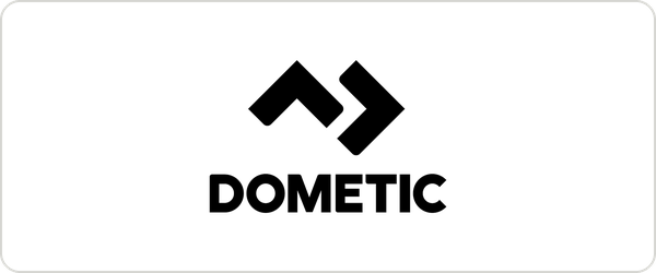 Dometic logo with black symbols and text on a white background.