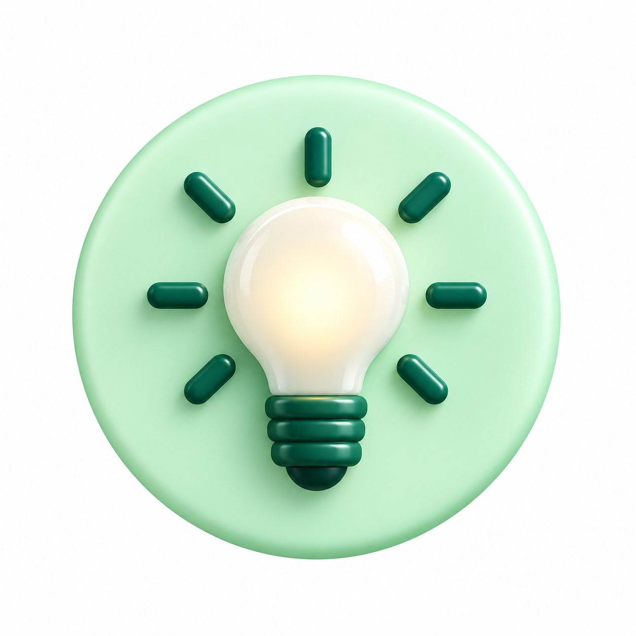 Green circular clock with a light bulb in the center, resembling a light bulb as the clock's hand, symbolizing an idea or innovation.