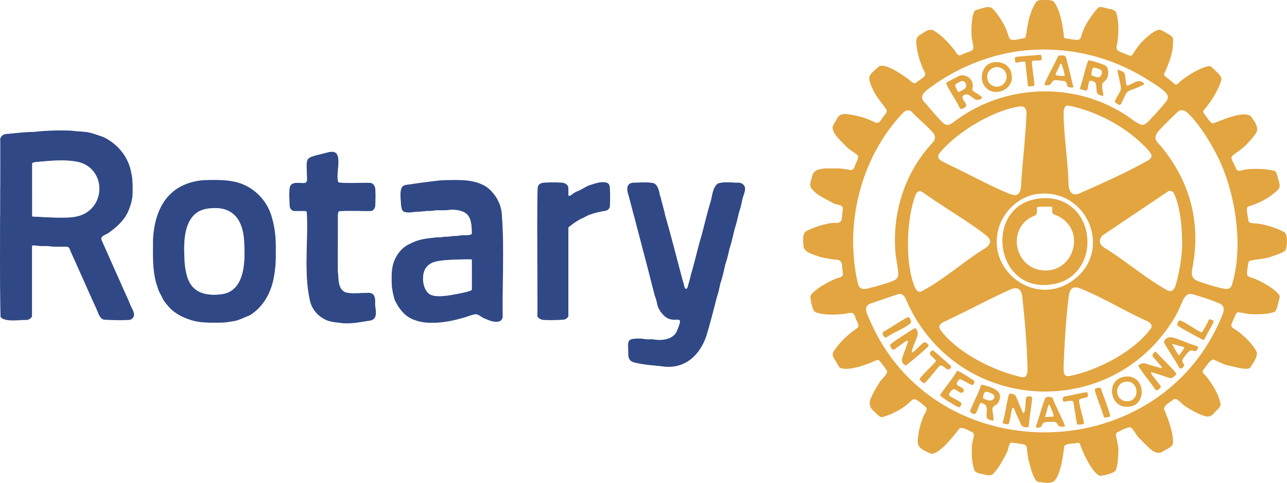Logo du Rotary International avec le mot 'Rotary' en bleu et le symbole du Rotary en or.