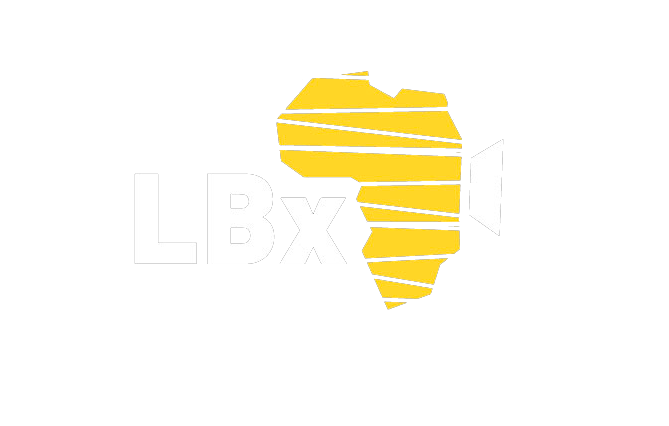 Logo with the letters 'LBx' and a yellow outline of the African continent.