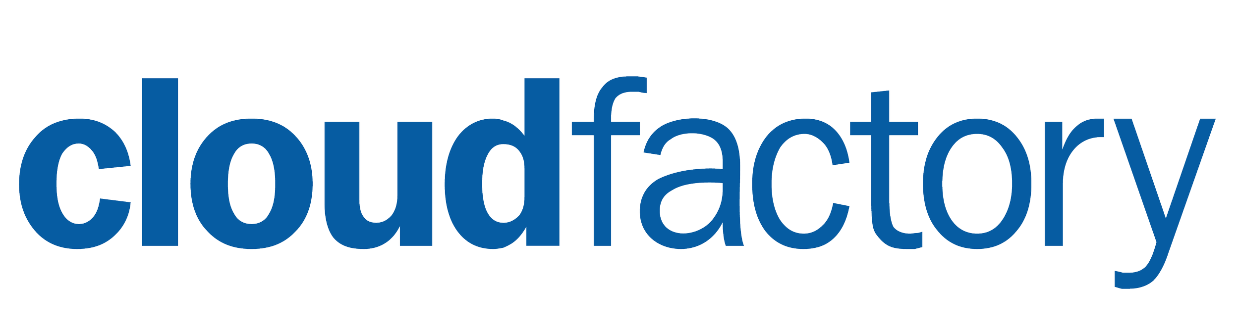 CloudFactory logo in blue text on a transparent background