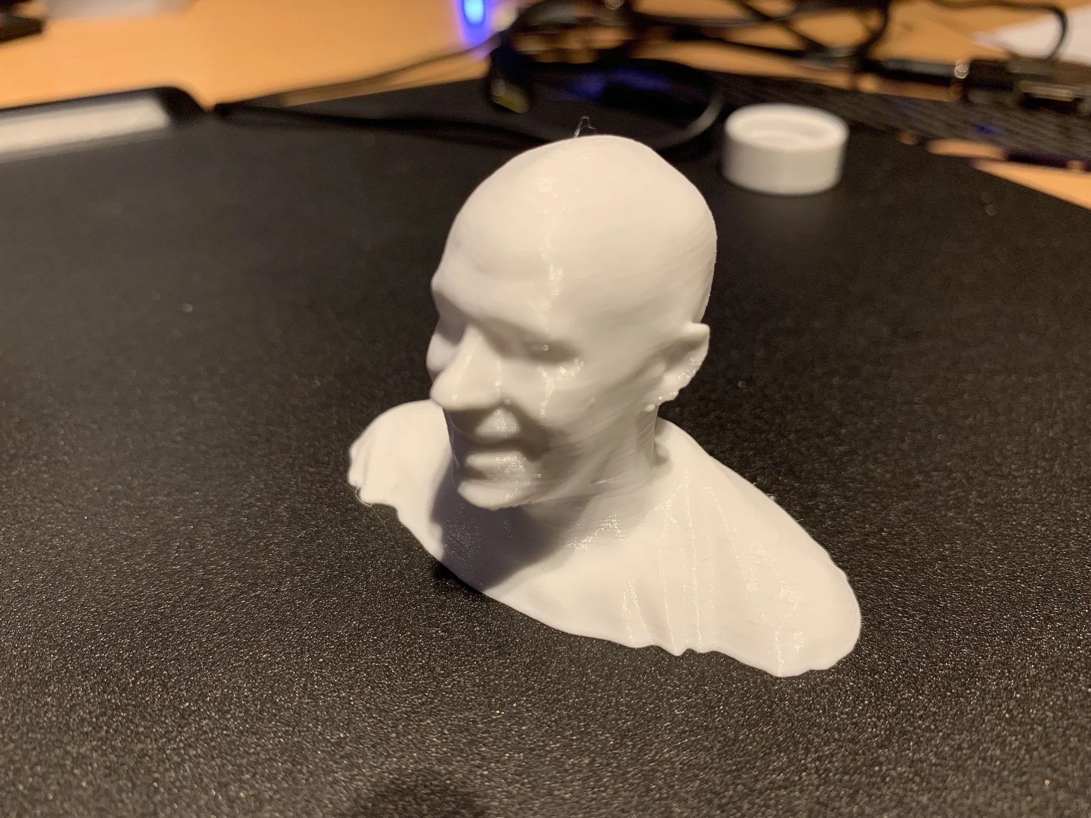 White 3D-printed portrait bust.