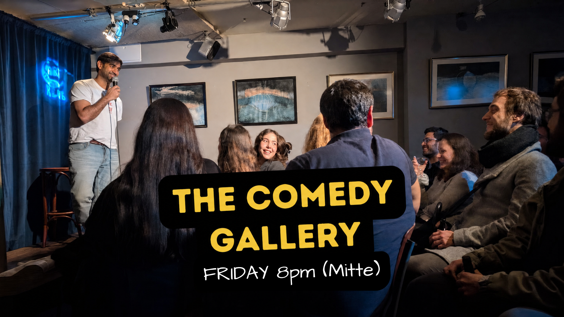 Laughs &amp; Drinks in an art gallery