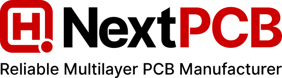 Logo with the letters 'H' and 'PCB' in black and red colors.