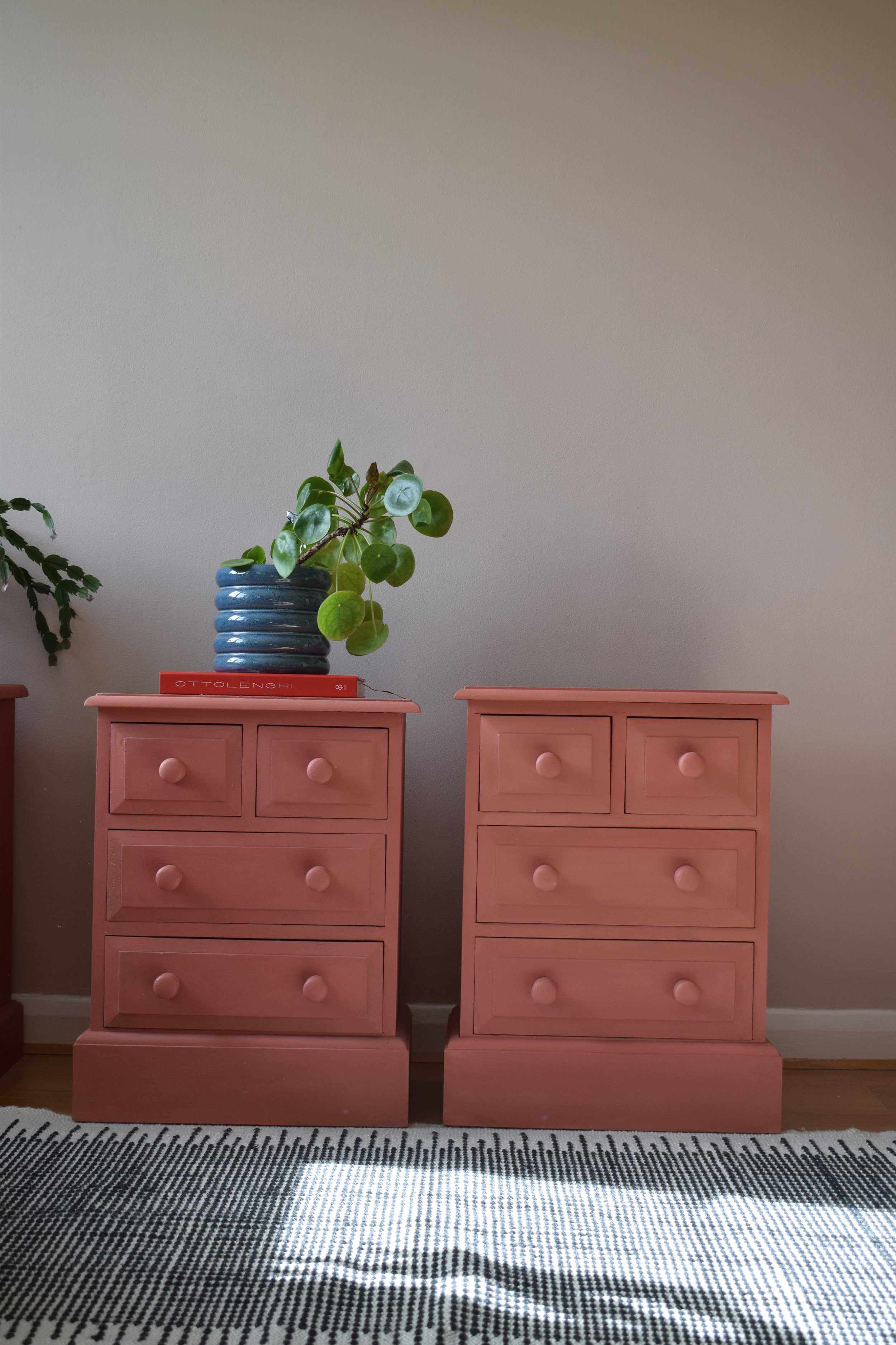 Scandinavian Pink Bedside Tables x2