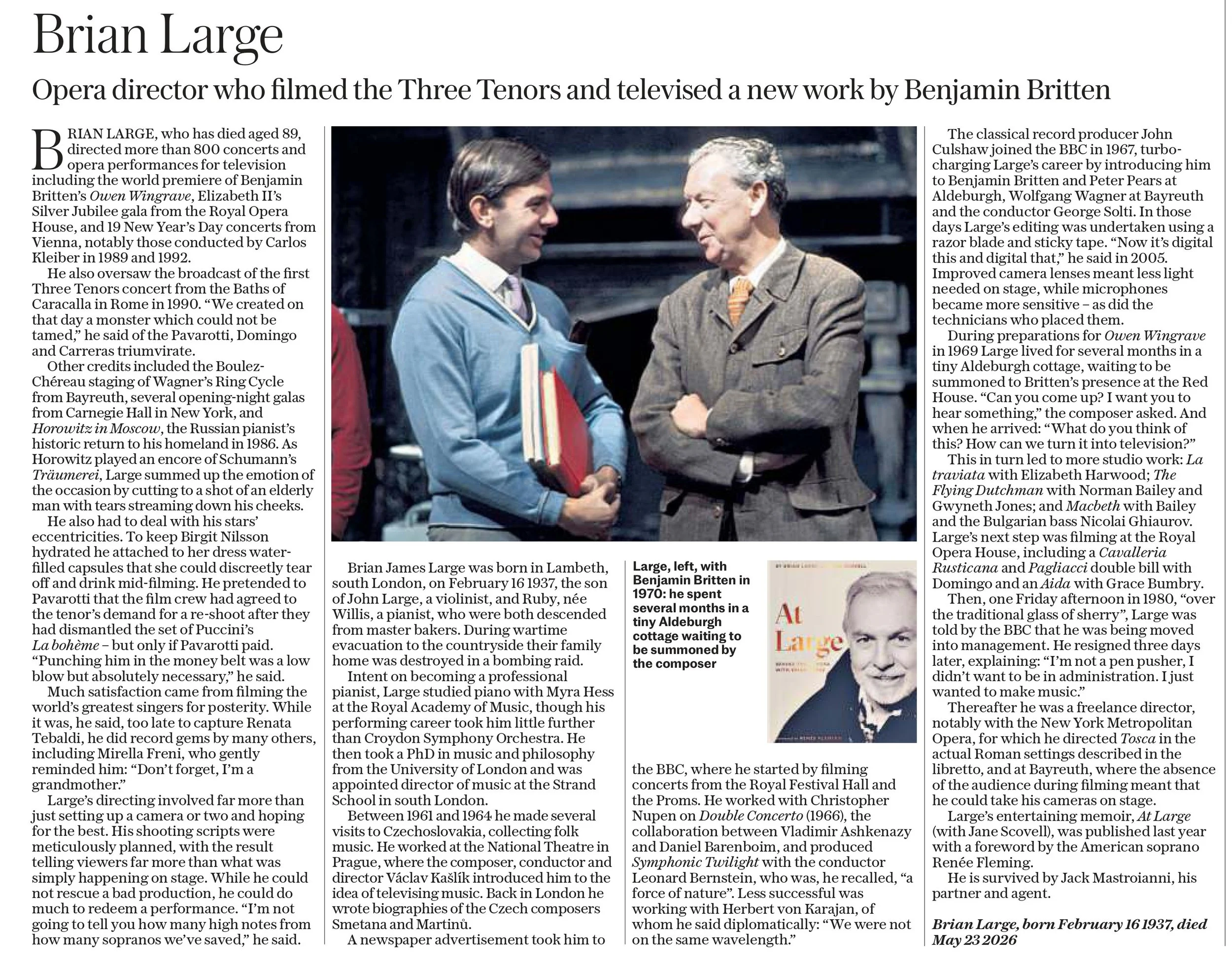 Brian Large, Telegraph, June 24 2026