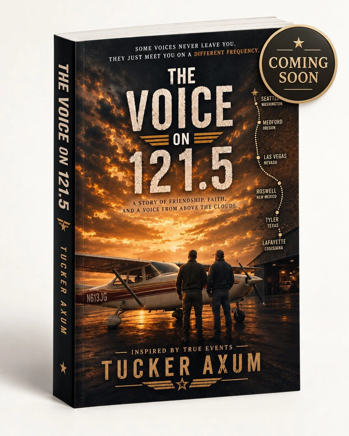 3D book cover of The Voice on 121.5 by Tucker Axum, coming soon