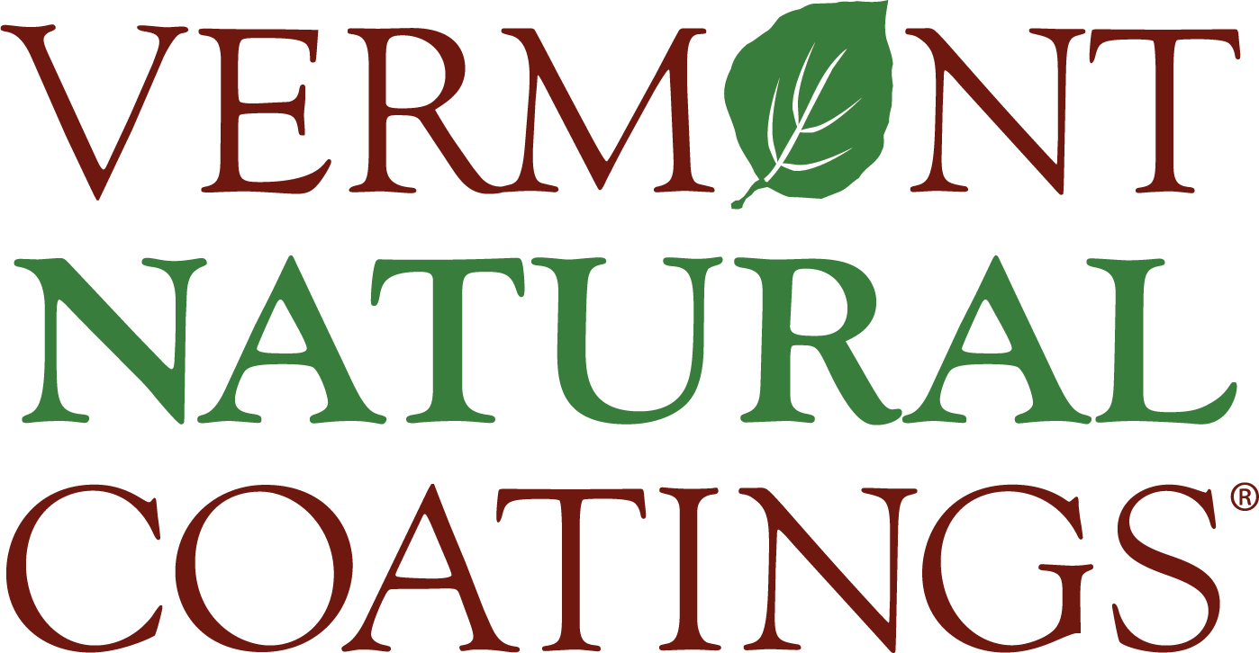 Logo with the words 'Vermont Natural Coatings' and a green leaf replacing the letter 'O' in 'Vermont'.