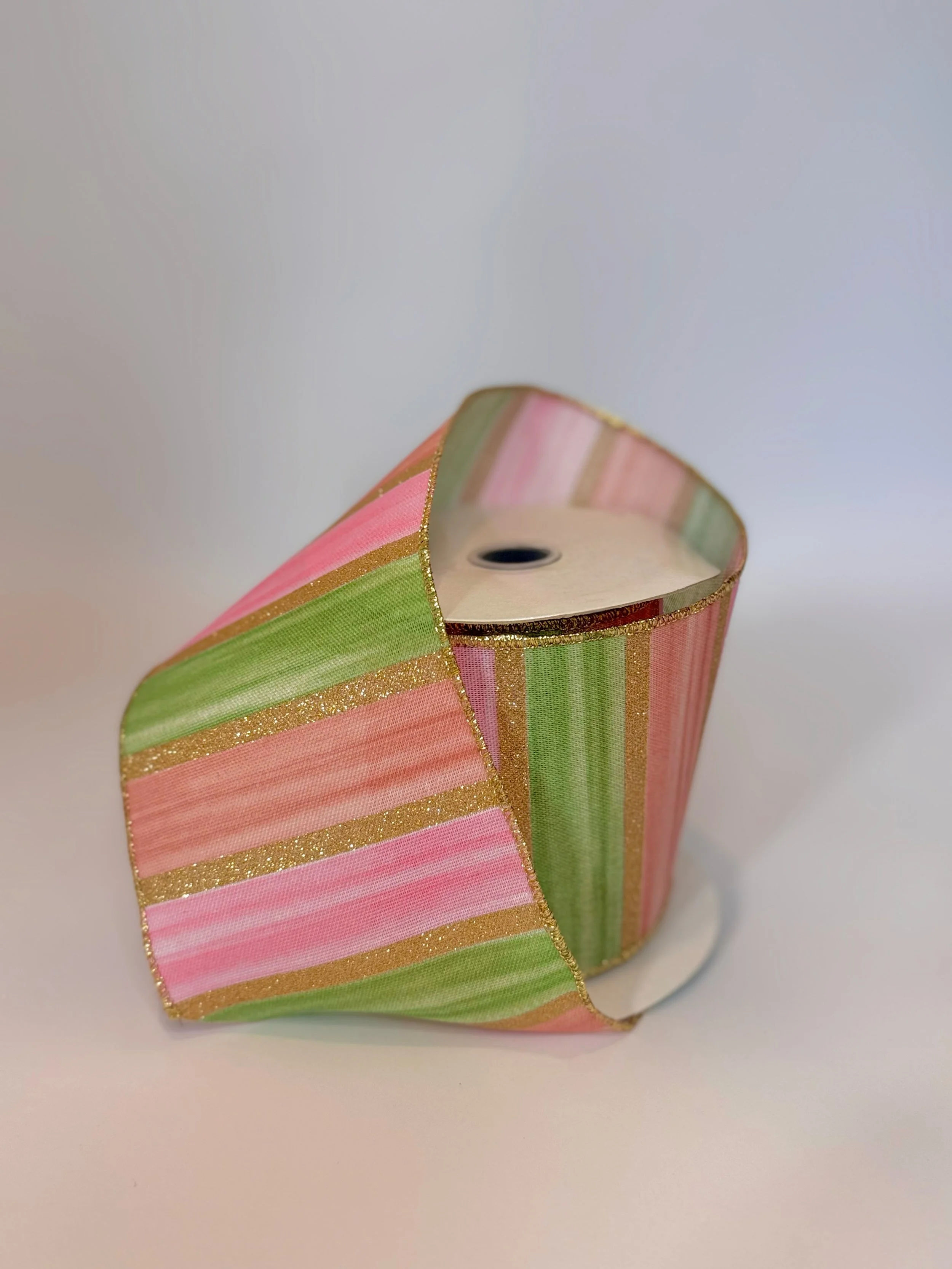 Pink and Green Striped Ribbon
